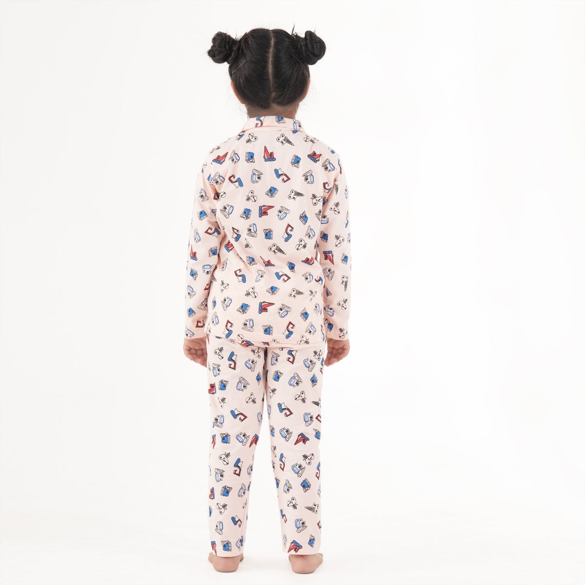 Jam & Sugar Girls Cotton Graphic Printed Full Sleeves Nightsuit - Aqua Blue