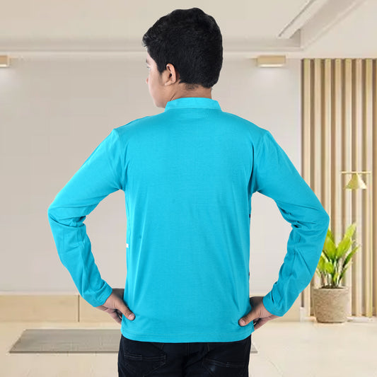 Green /Printed Full Sleeves Pure Cotton Boys T-shirt Attached with Shrug image 1