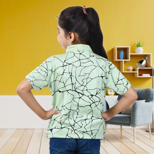 Pista Green /Printed Half Sleeves Pure Cotton Girls T-shirt Attached with Shrug image 1