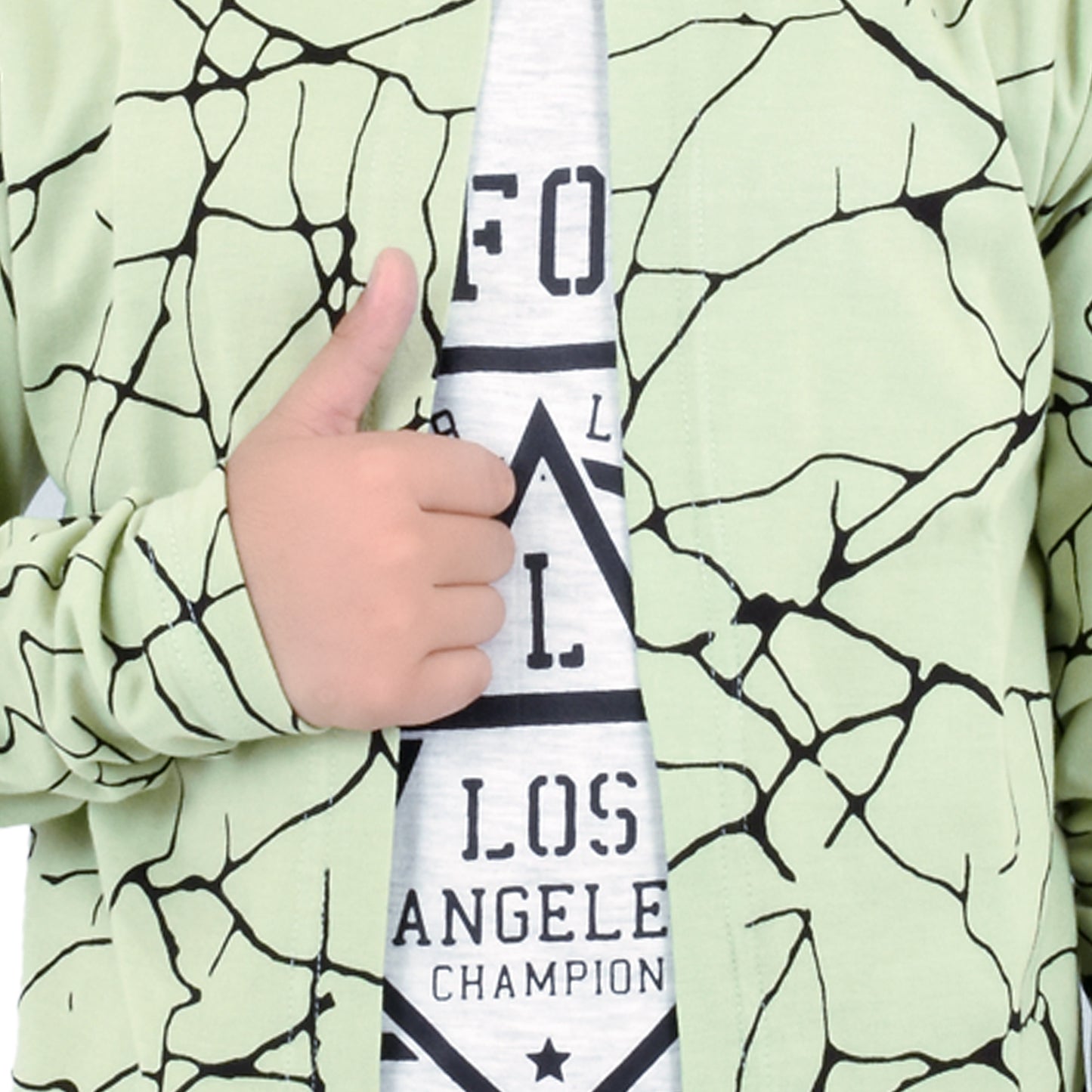Pista Green /Printed Full Sleeves Pure Cotton Boys T-shirt Attached with Shrug image 4