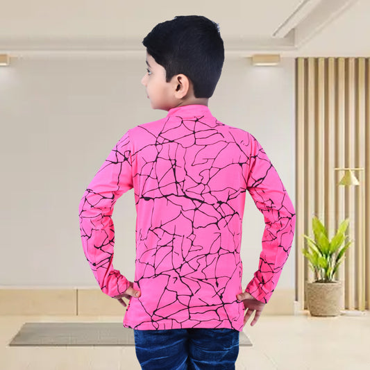 Pink /Printed Full Sleeves Pure Cotton Boys T-shirt Attached with Shrug image 1