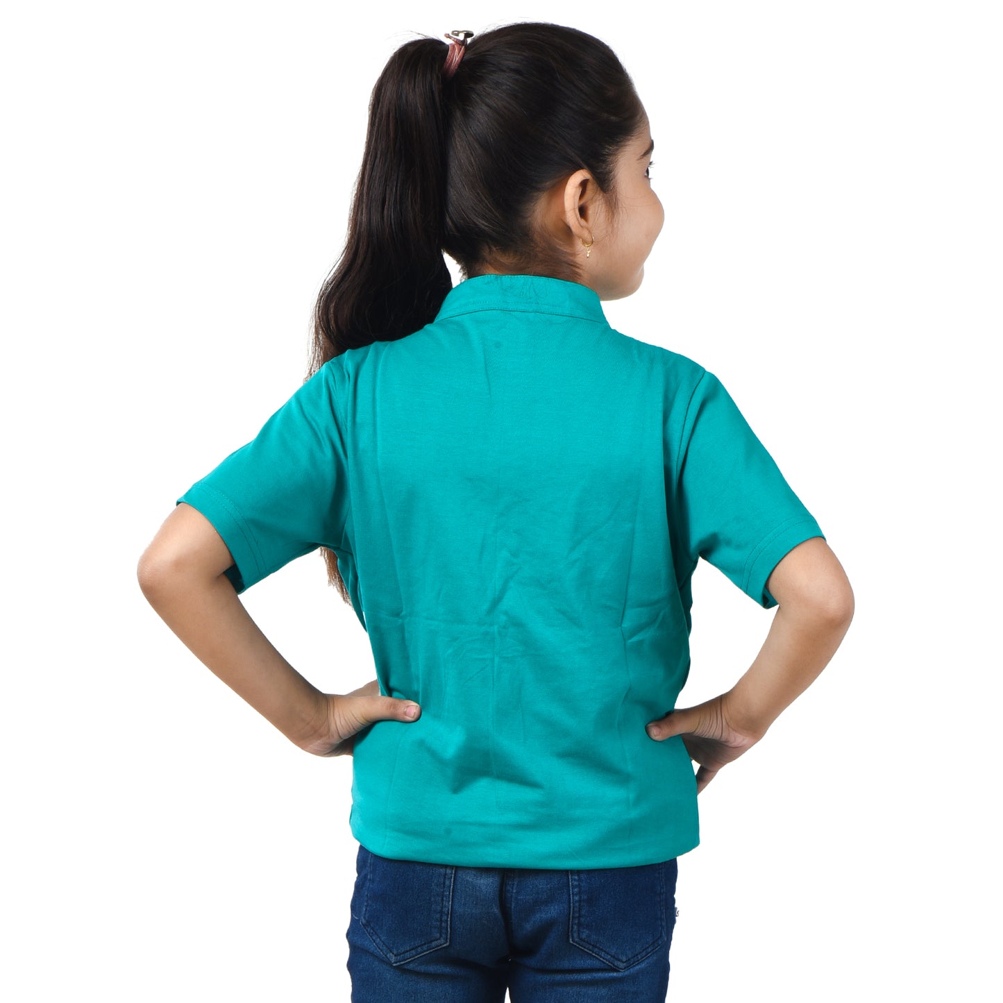 Jam & Sugar Girls Cotton Printed T-Shirt with Attached Shrug Jacket (Rama Green) image 4