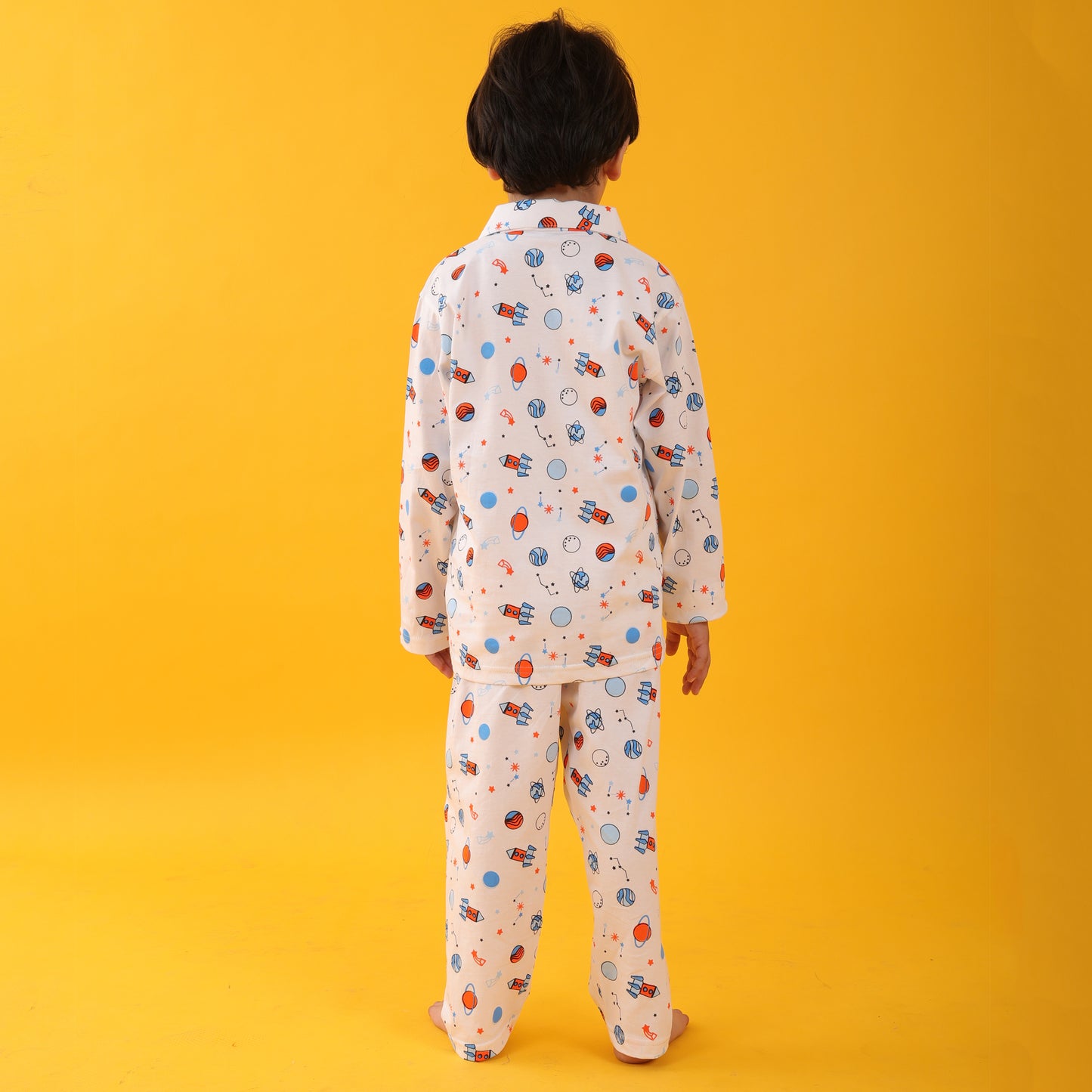 Hosiery White / Rocket Printed Full Sleeves Cotton kids Night Suit Set image 7