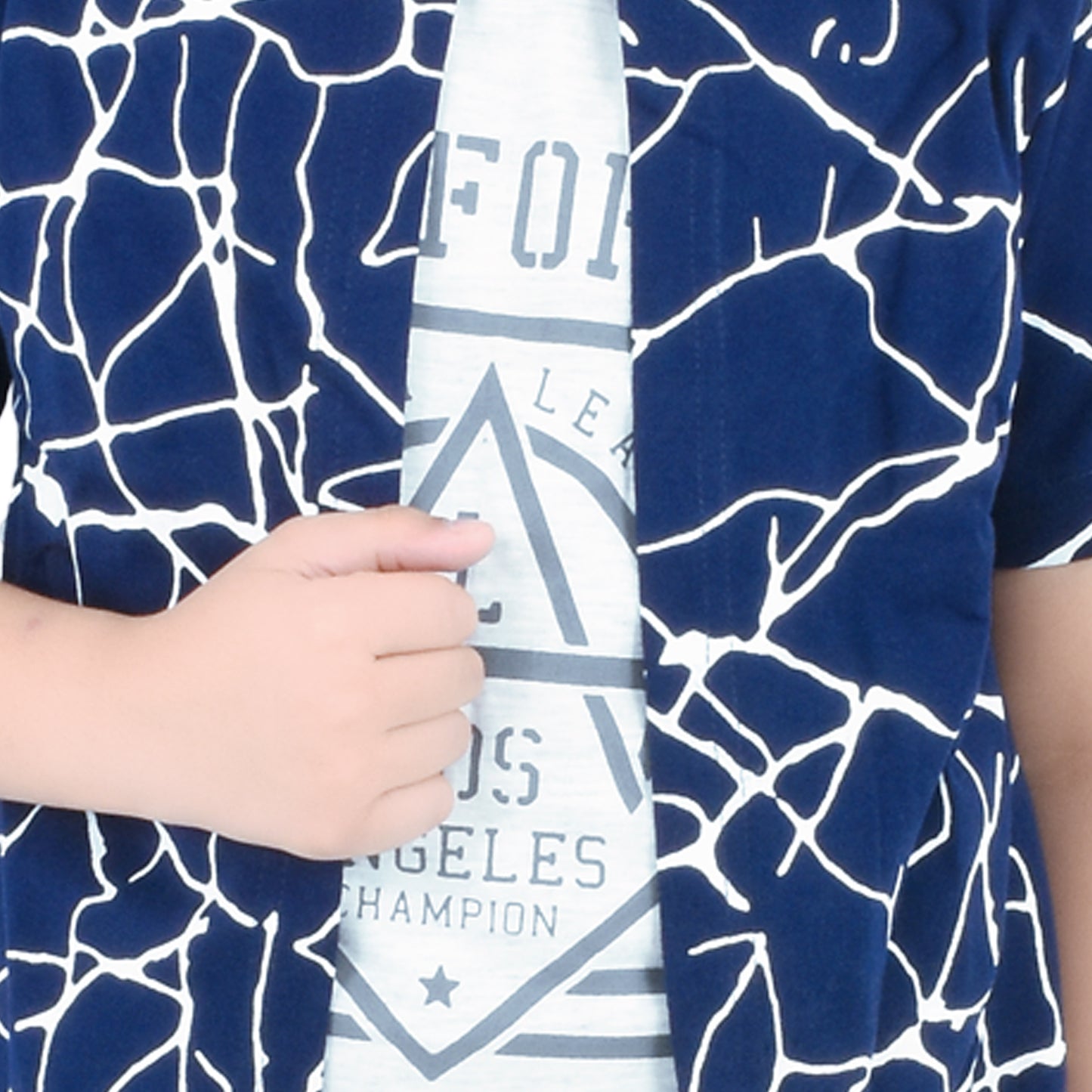 Navy Blue /Printed Half Sleeves Pure Cotton Boys T-shirt Attached with Shrug image 4