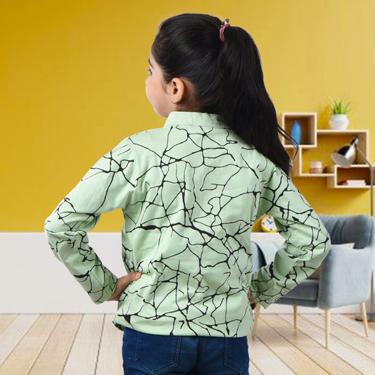 Pista Green /Printed Full Sleeves Pure Cotton Girls T-shirt Attached with Shrug image 1