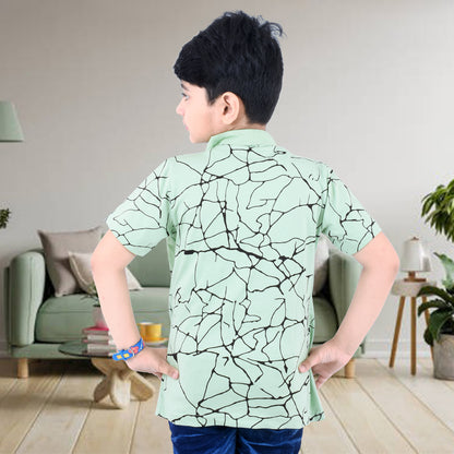 Pista Green /Printed Half Sleeves Pure Cotton Boys T-shirt Attached with Shrug image 3