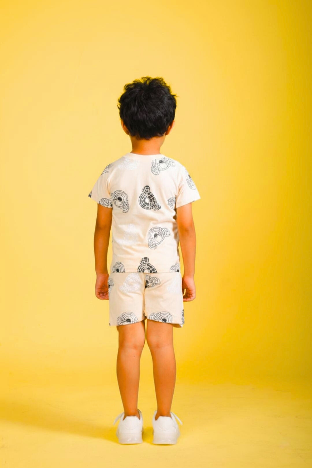 Cream Pure Cotton Printed Co-ord Set for Boys