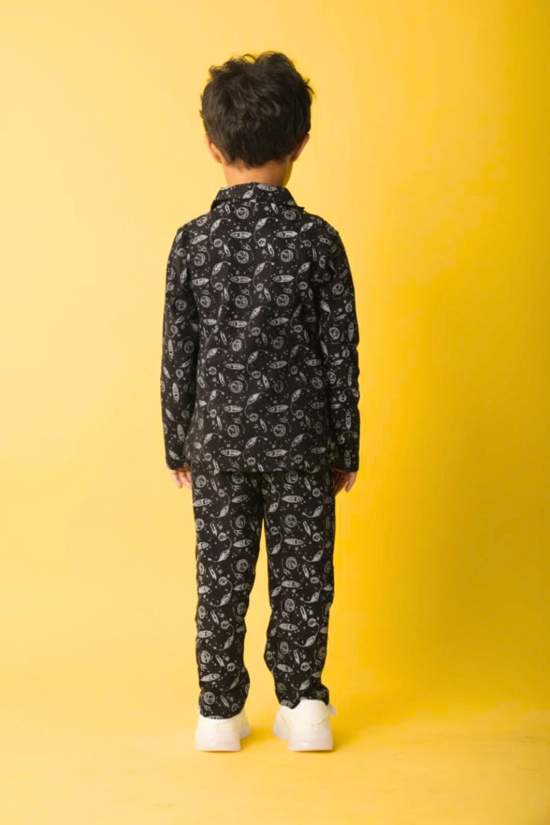 Black Pure Cotton Printed Nightsuit for Boys