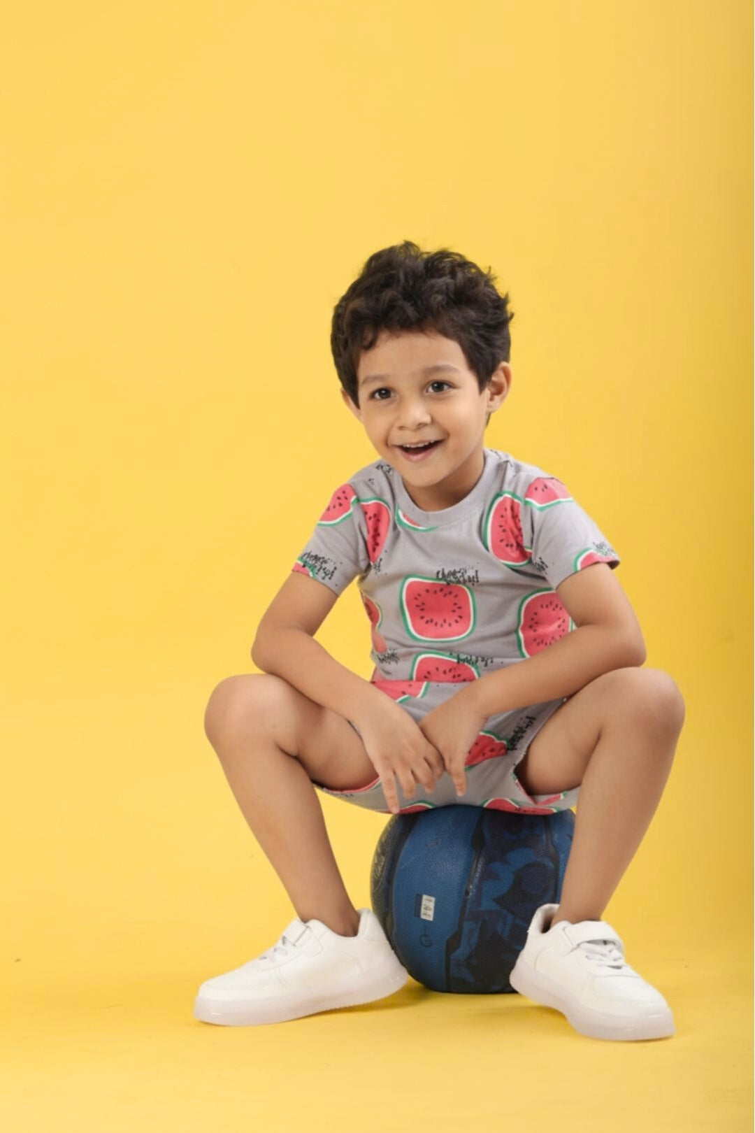 Grey Pure Cotton Printed Co-ord Set for Boys