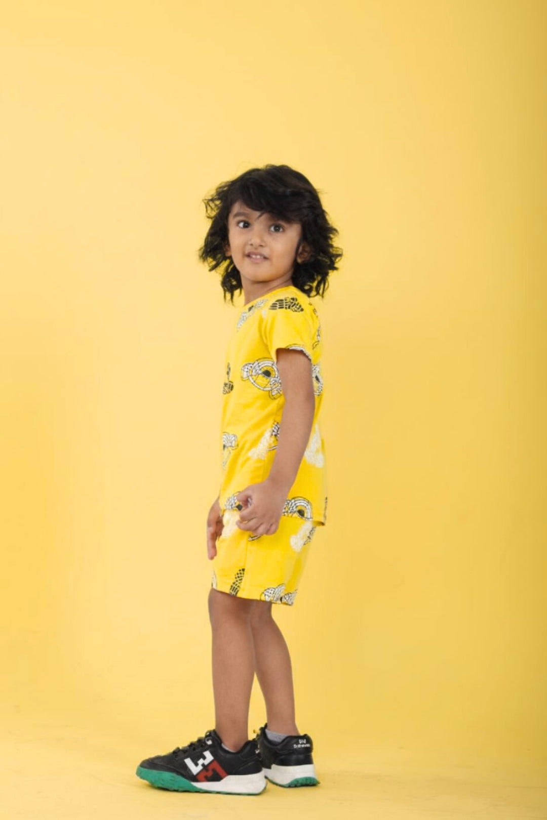 Yellow Pure Cotton Printed Co-ord Set for Boys
