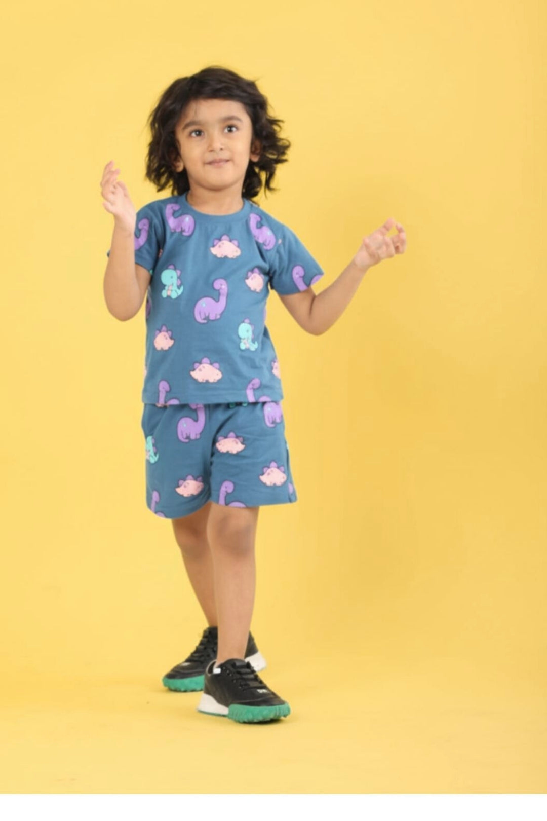 Airforce Blue Pure Cotton Printed Co-ord Set for Boys