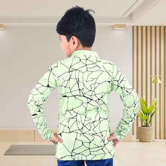 Pista Green /Printed Full Sleeves Pure Cotton Boys T-shirt Attached with Shrug image 1