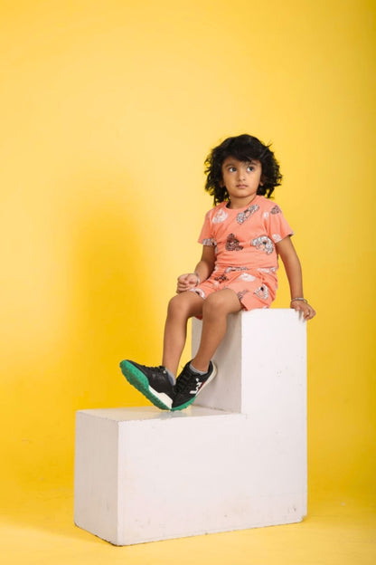 Pure Cotton Orange Printed Co-ord Set for Boys