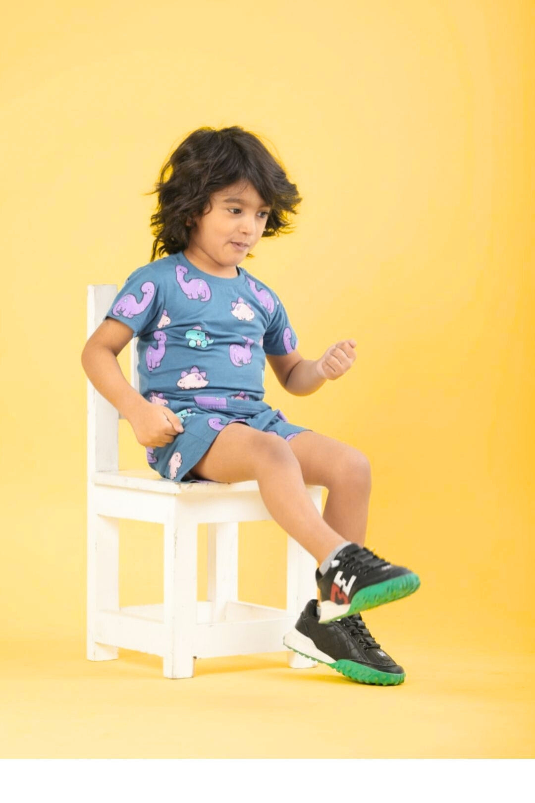 Airforce Blue Pure Cotton Printed Co-ord Set for Boys