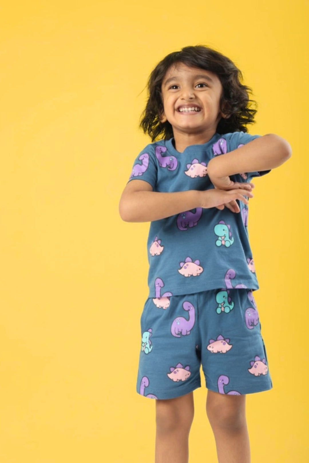 Airforce Blue Pure Cotton Printed Co-ord Set for Boys