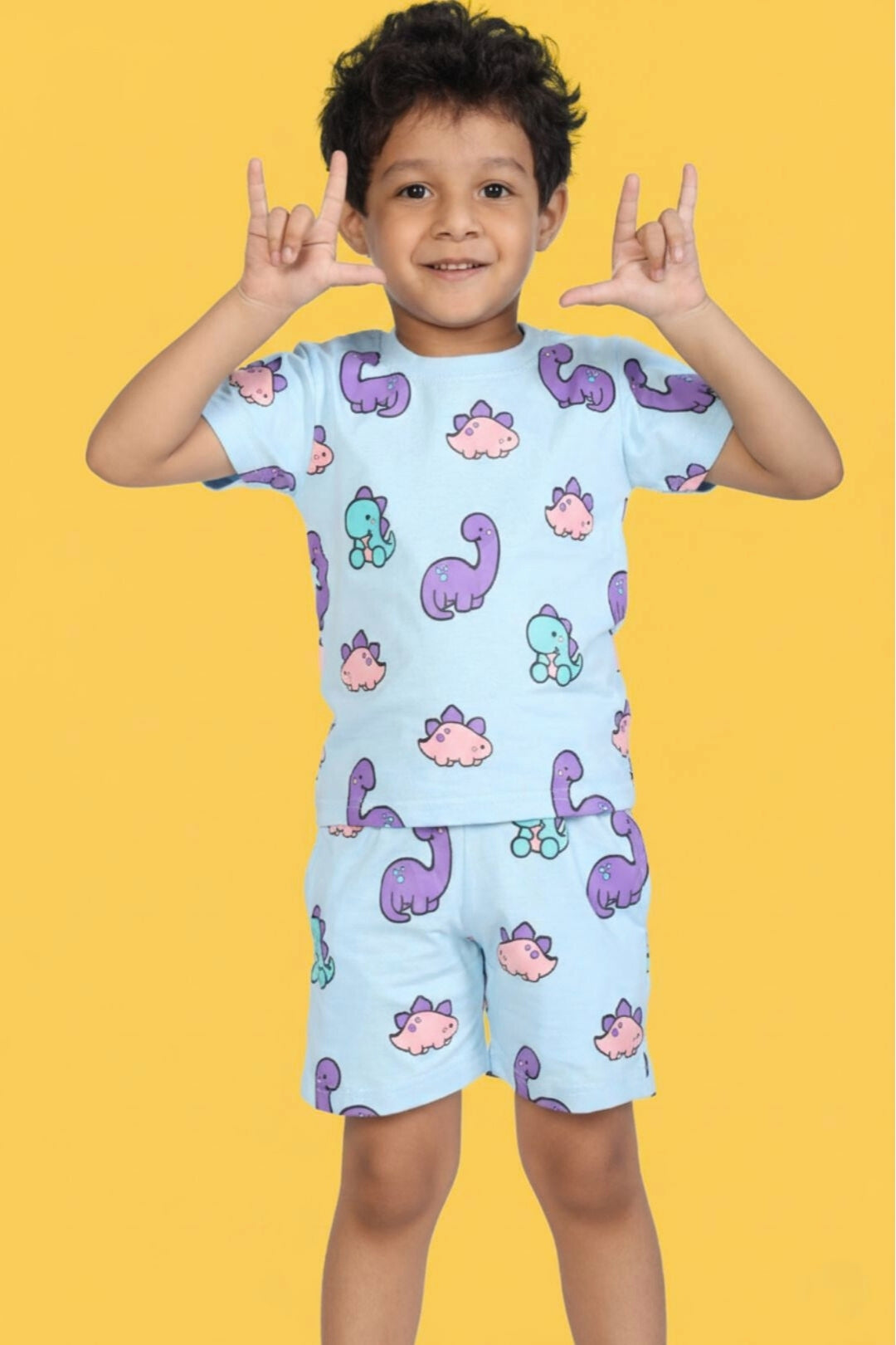 Sky Blue Pure Cotton Printed Co-ord Set for Boys