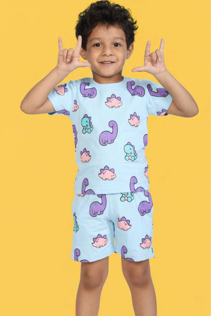 Sky Blue Pure Cotton Printed Co-ord Set for Boys