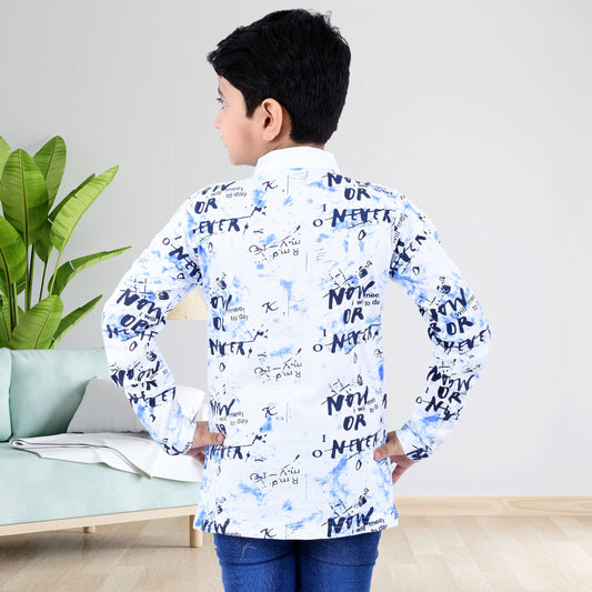 White /Printed Full Sleeves Pure Cotton Boys T-shirt Attached with Shrug image 1