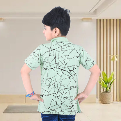 Pista Green /Printed Half Sleeves Pure Cotton Boys T-shirt Attached with Shrug image 1