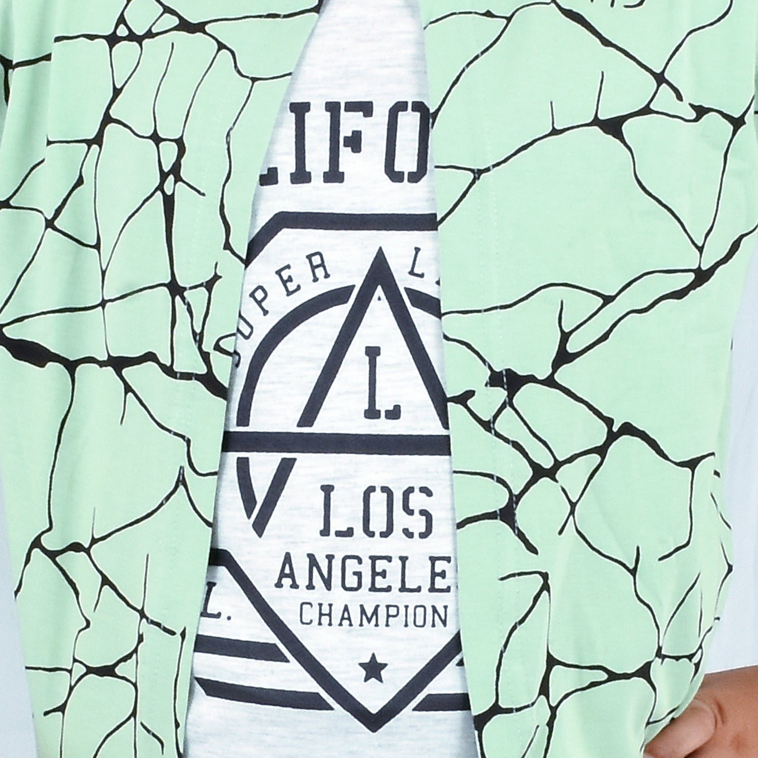 Pista Green /Printed Half Sleeves Pure Cotton Boys T-shirt Attached with Shrug image 4