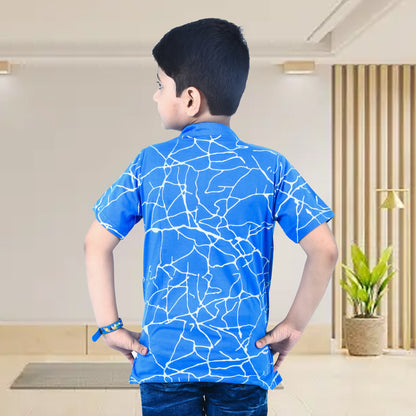 Royal Blue /Printed Half Sleeves Pure Cotton Boys T-shirt Attached with Shrug image 1