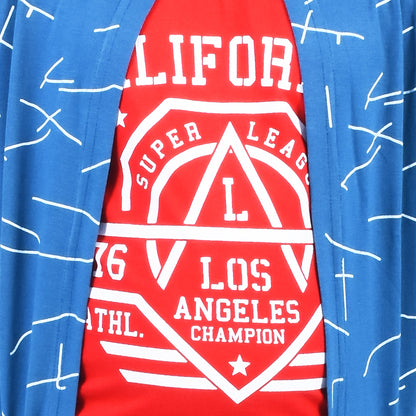 Blue /Airforce Printed Full Sleeves Pure Cotton Boys T-shirt Attached with Shrug image 5
